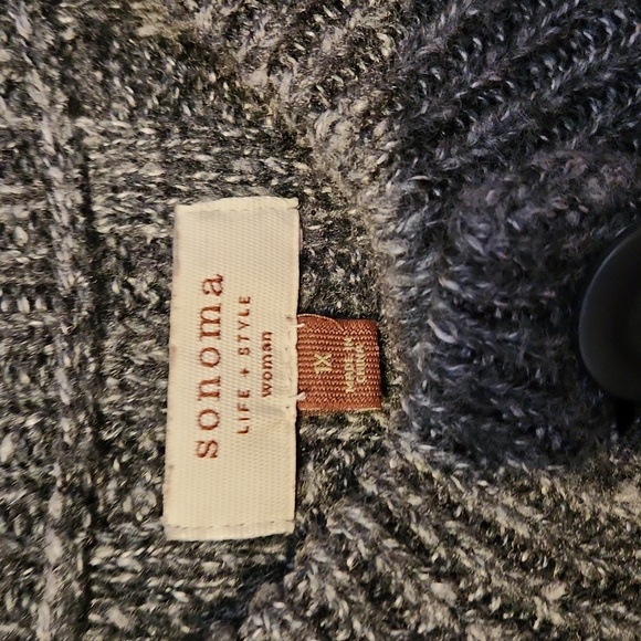 Sonoma 1X Black and Gray Short Sleeve Sweater Cardigan - Picture 3 of 8